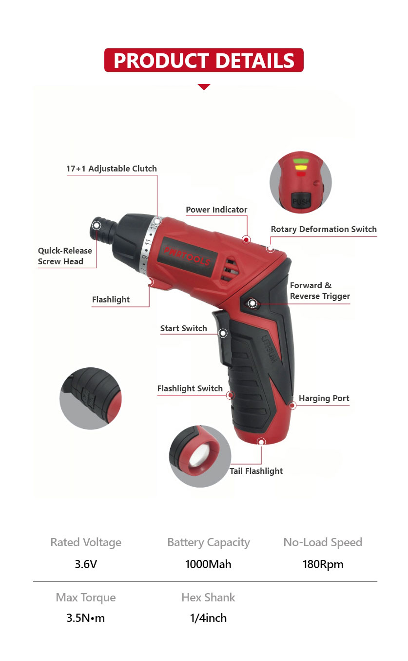 Rotatable 90 Degrees Cordless Electric Screwdriver Set