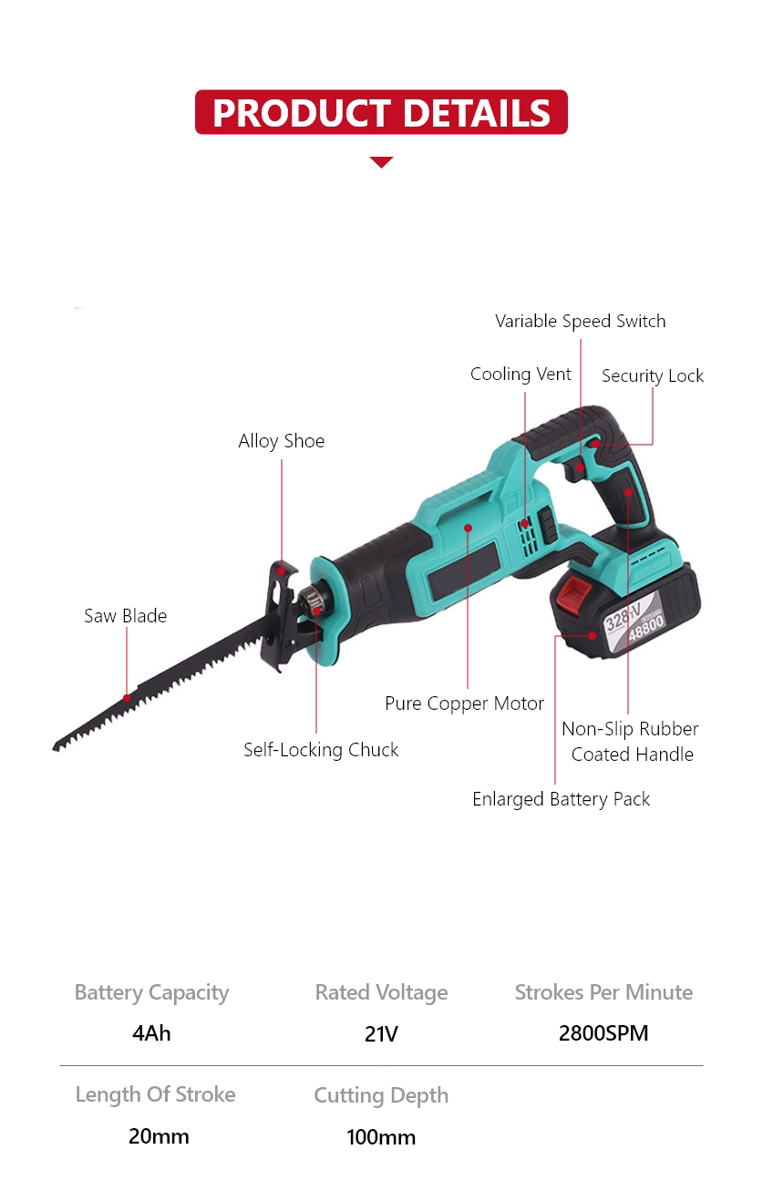 21V Cordless Reciprocating Saw