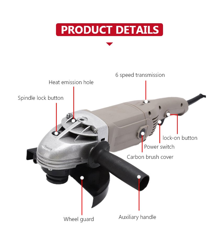180mm 1500W corded angle grinder