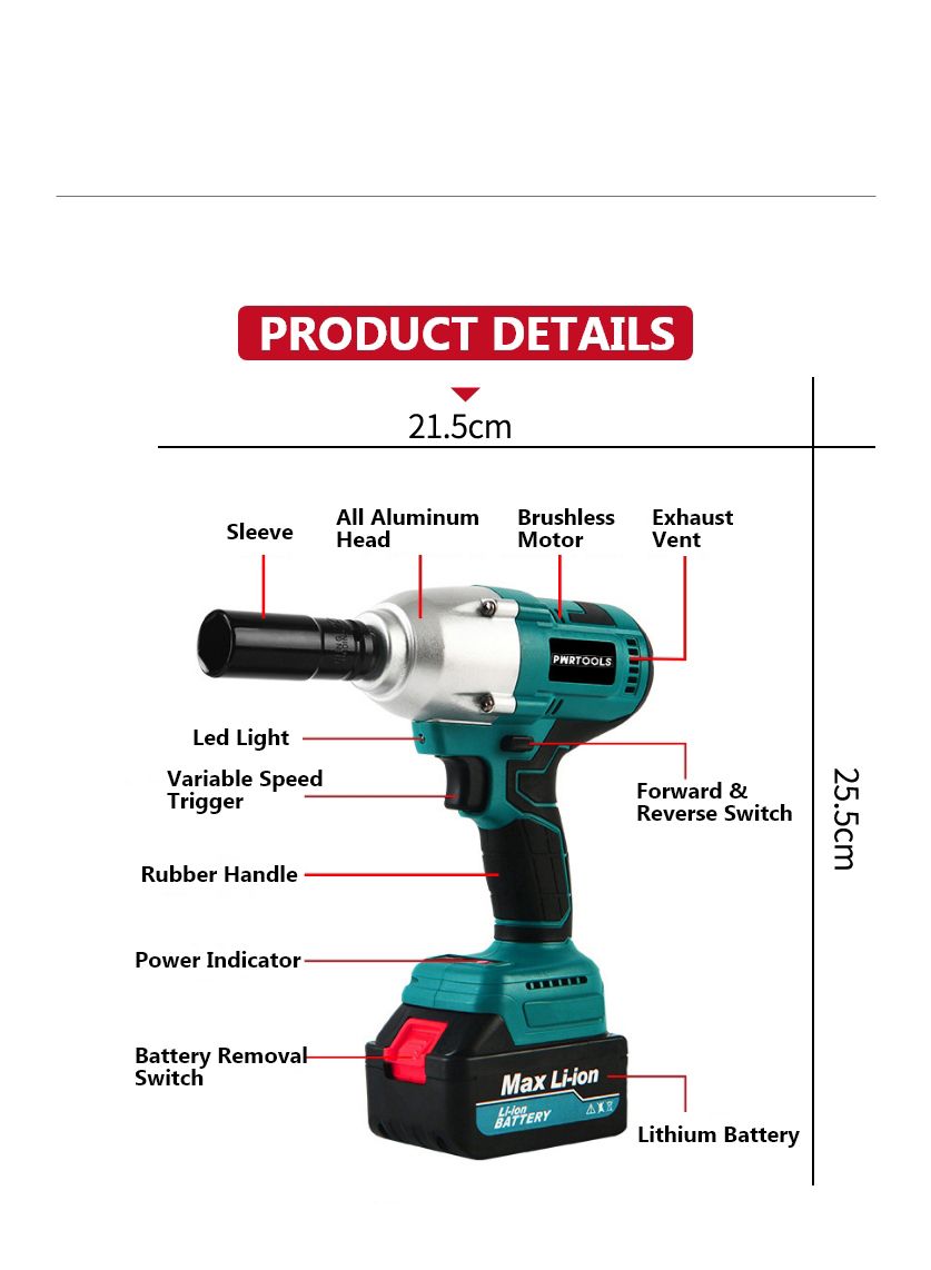 21V 340N·m cordless impact wrench