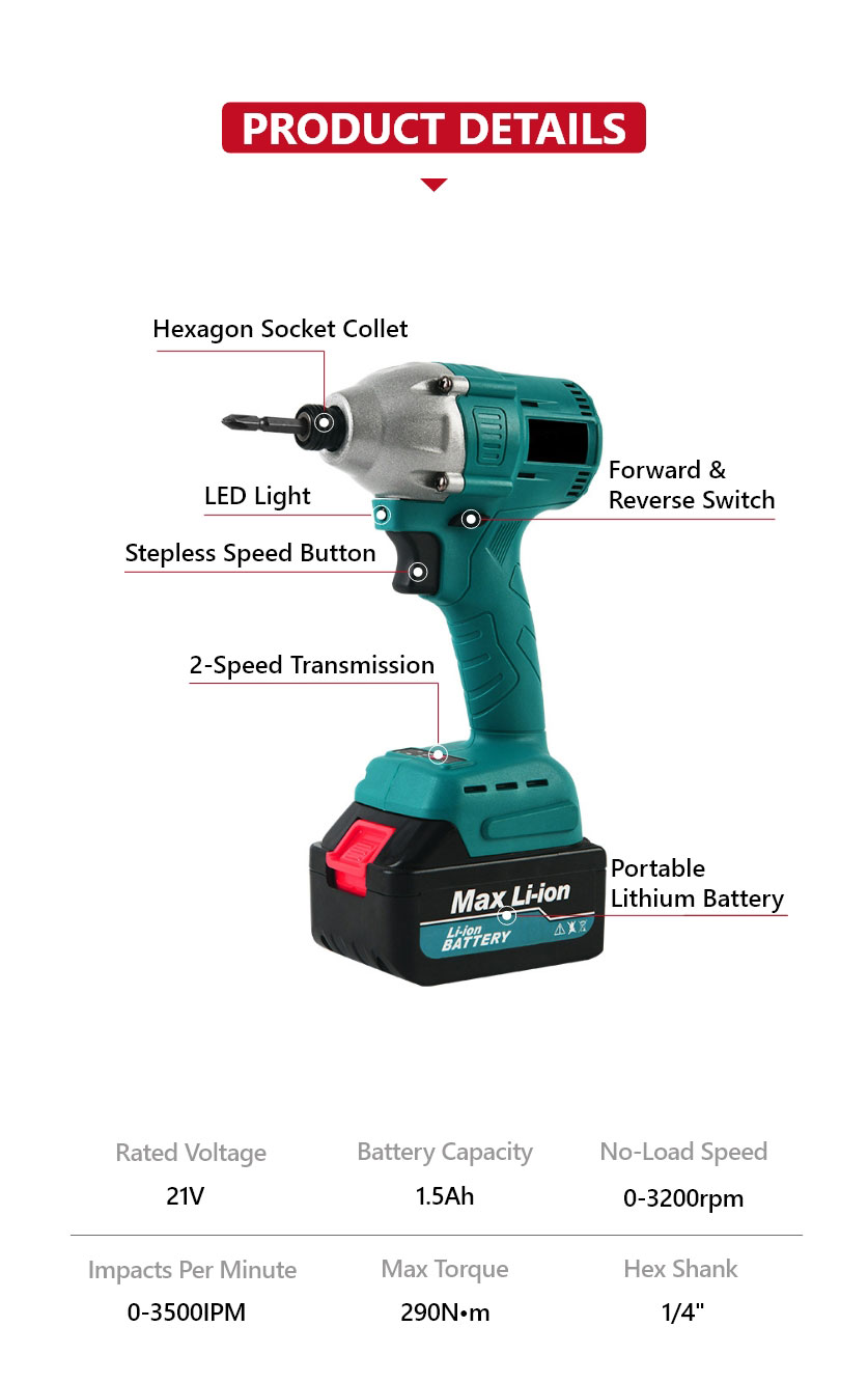 21V  290N·m Cordless Screwdriver