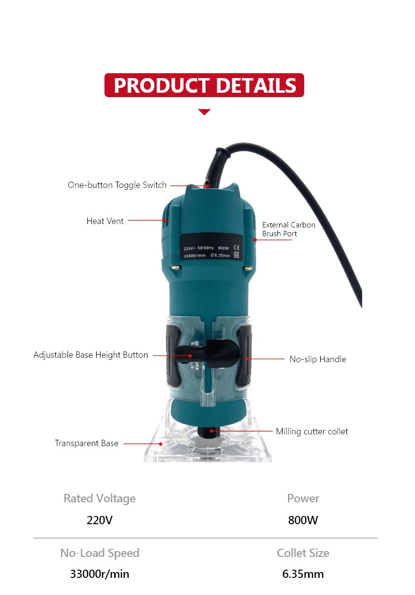 800w Corded Wood Router