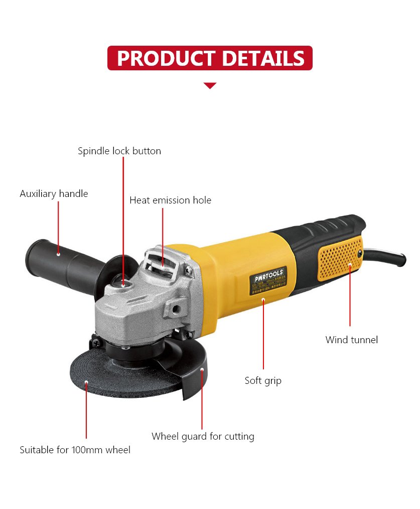 100mm 1100W corded angle grinder
