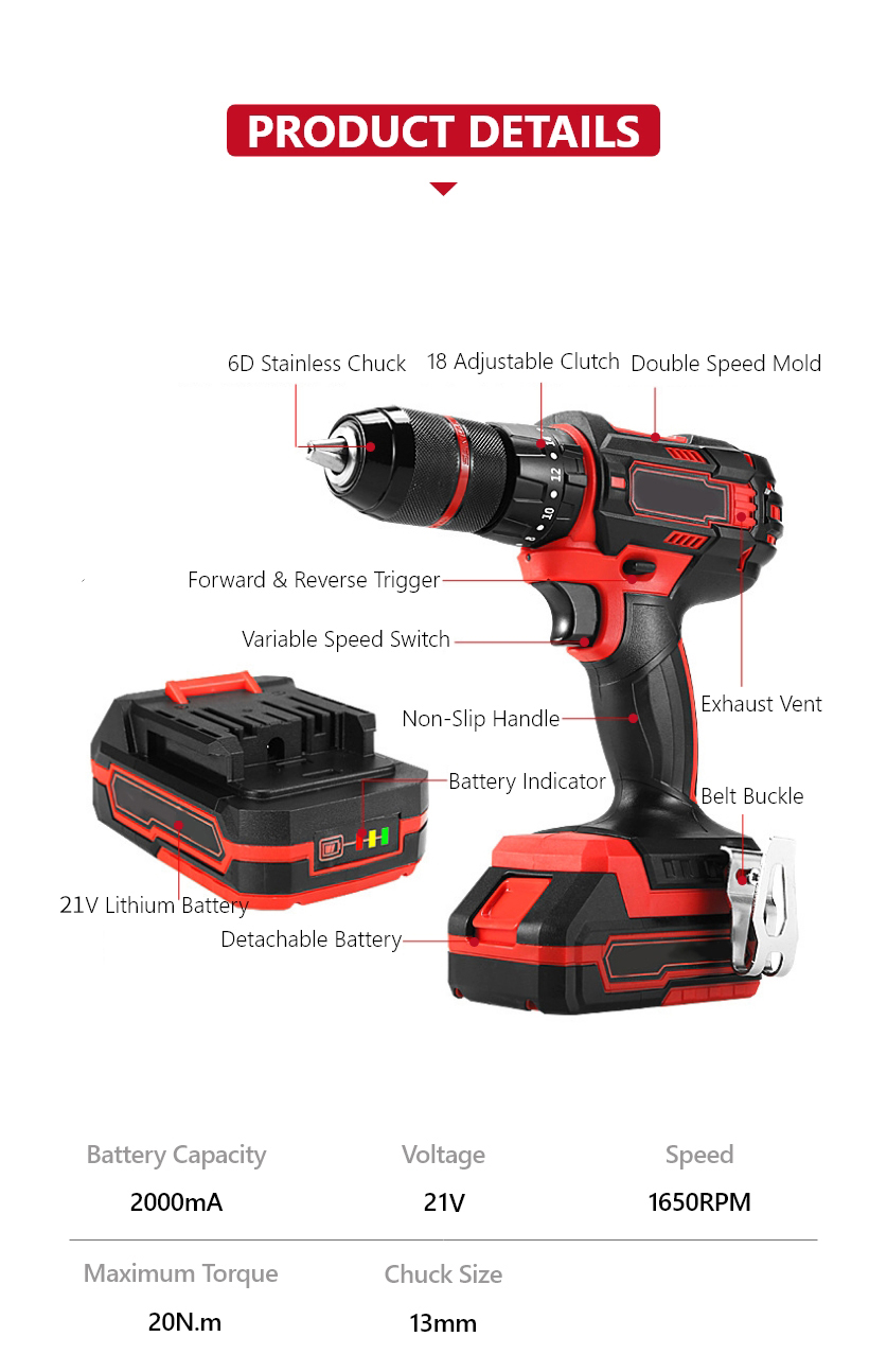 21V 20N·m Cordless Impact Drill