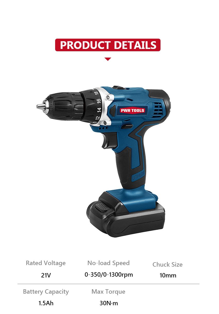 21V 30N·m Lithium Electric Drill