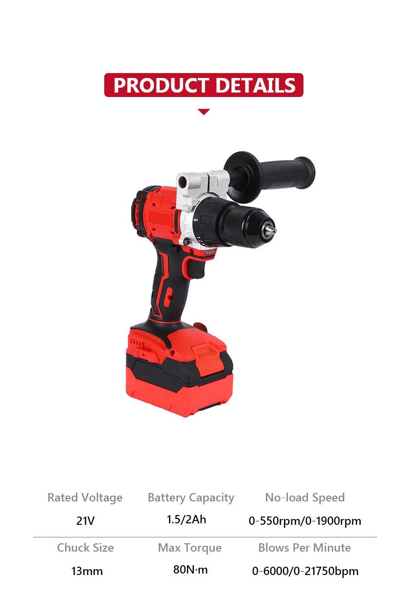 21V 80N·m Lithium Impact Drill