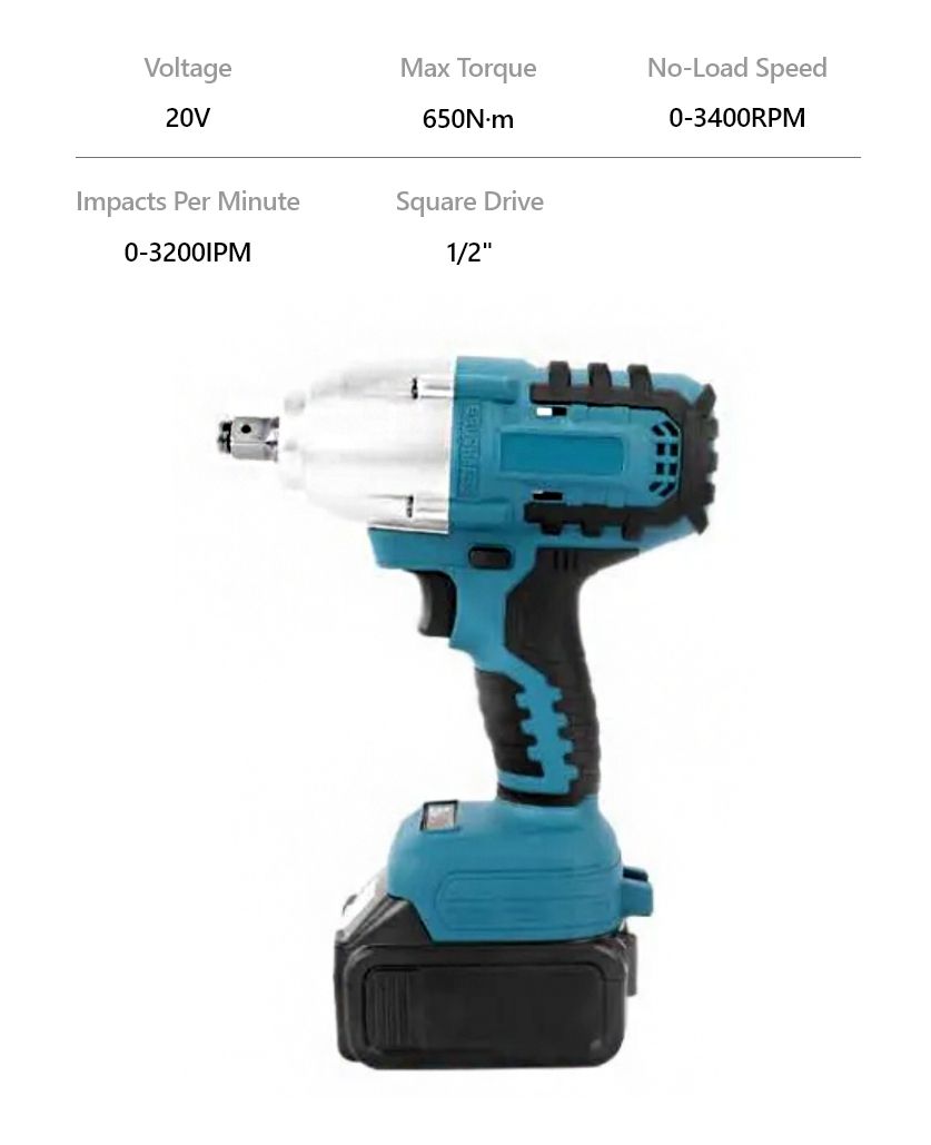 20V 650N·m Cordless Impact Wrench
