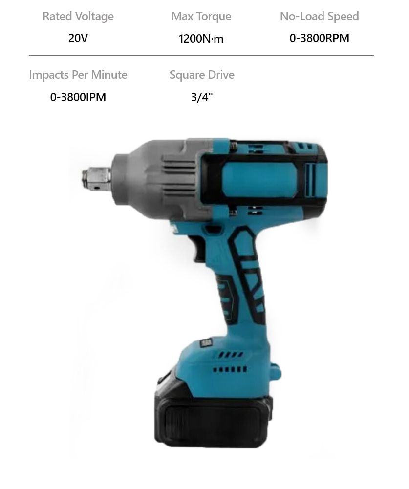 21V 1200N·m Cordless Impact Wrench
