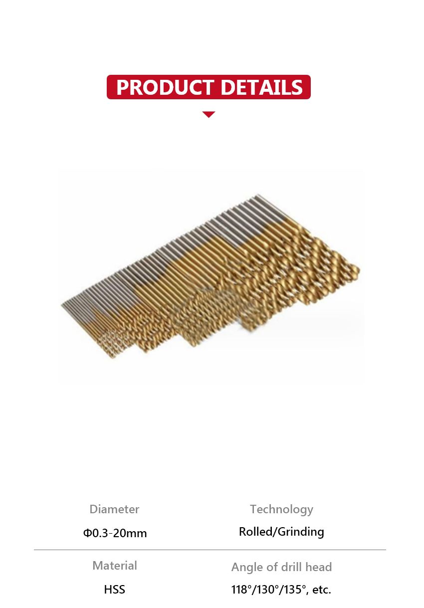 Titanium Plated Straight Handle Twist Drill Set