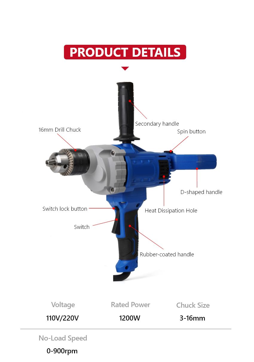 110V/220V 1200W Electric Drill