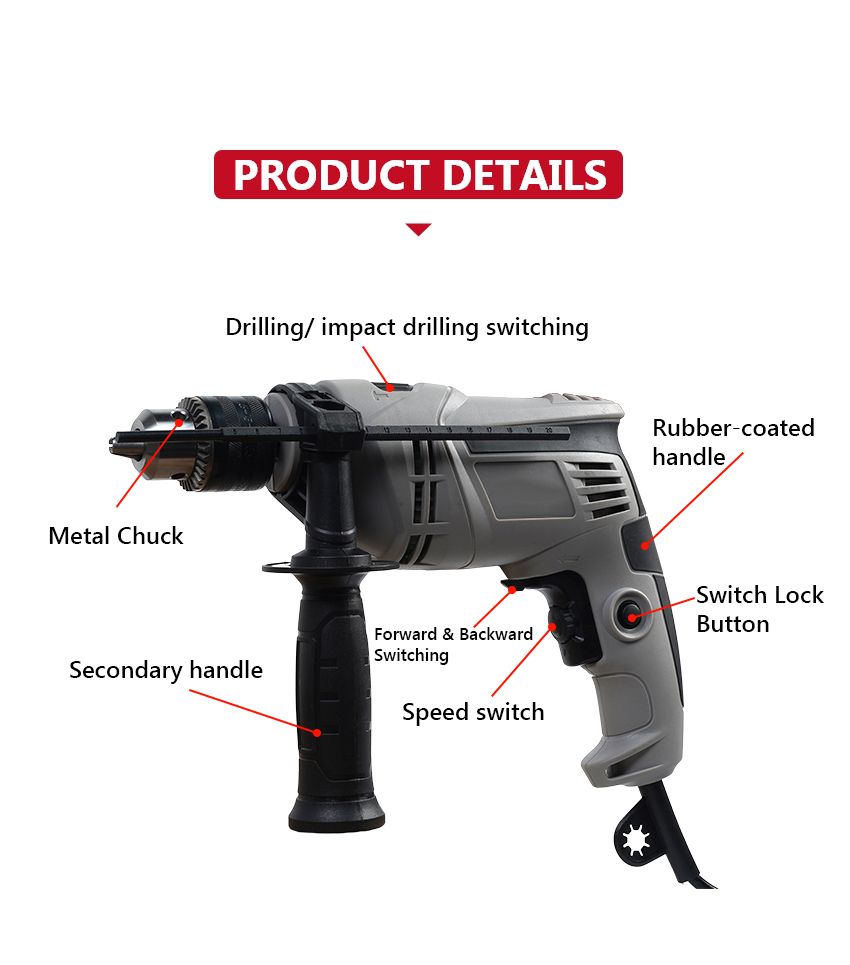 110V/220V 710W Corded Impact Drill